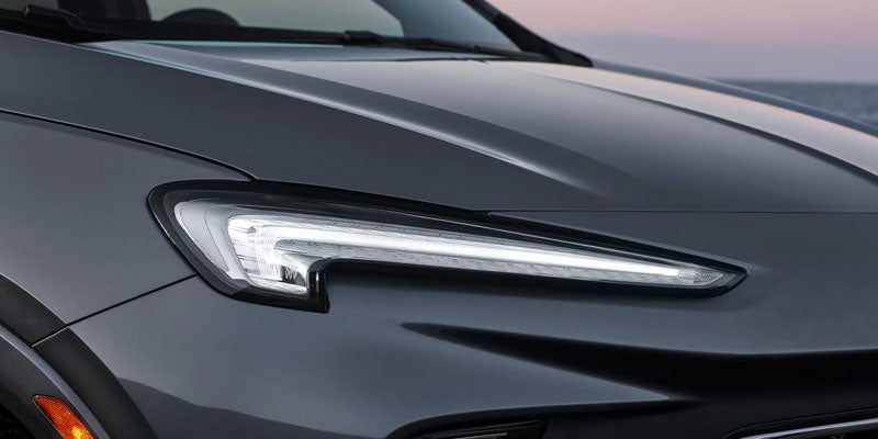 Close-up of the 2026 Buick Encore GX LED headlight and front fascia design